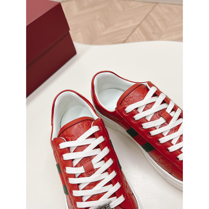 G*u*i ace sneaker with web in red leather