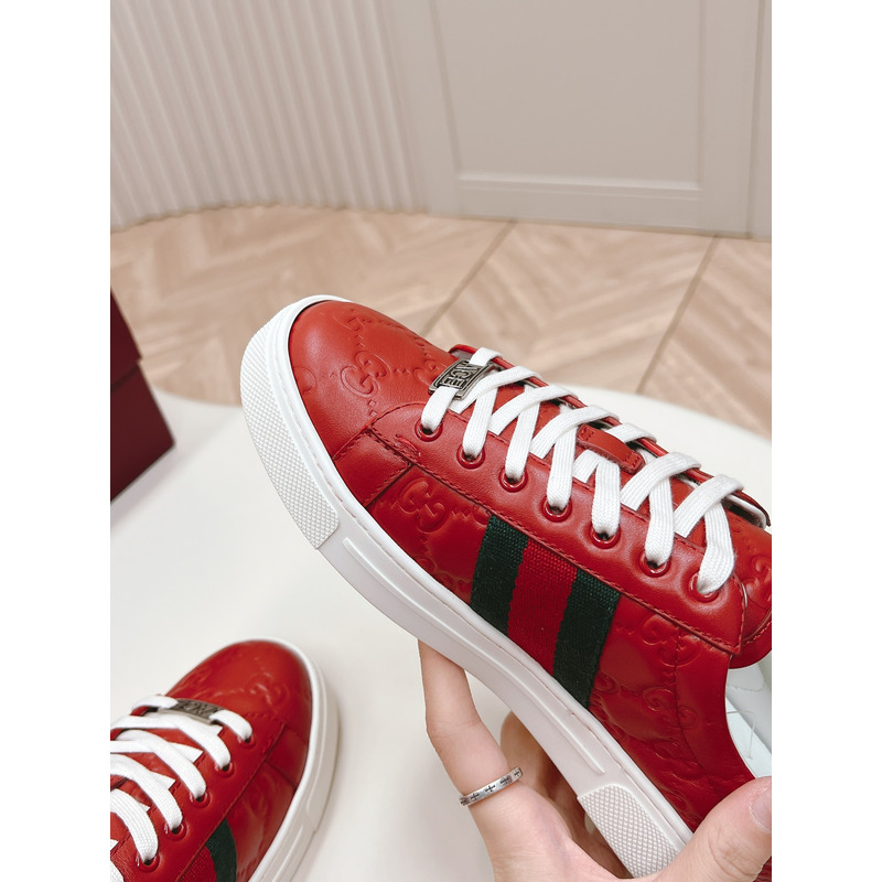 G*u*i ace sneaker with web in red leather