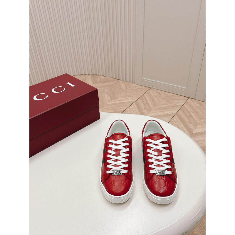 G*u*i ace sneaker with web in red leather