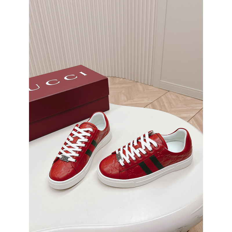 G*u*i ace sneaker with web in red leather