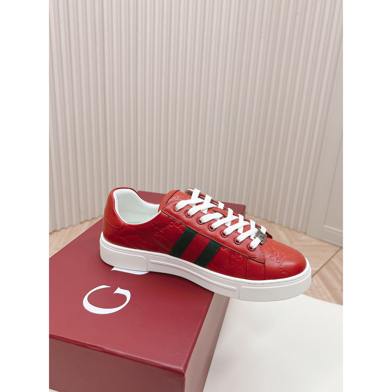 G*u*i ace sneaker with web in red leather