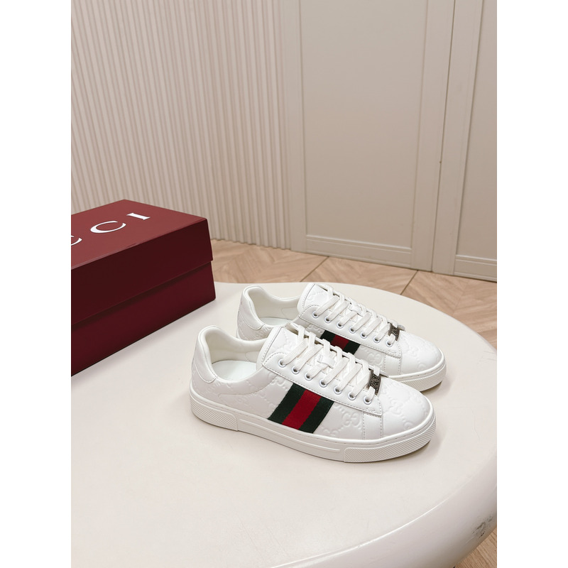 G*u*i ace sneaker with web in white leather