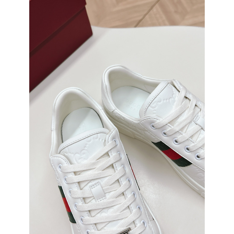 G*u*i ace sneaker with web in white leather