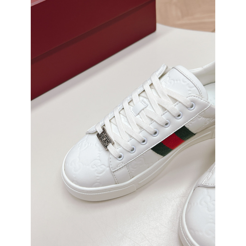 G*u*i ace sneaker with web in white leather