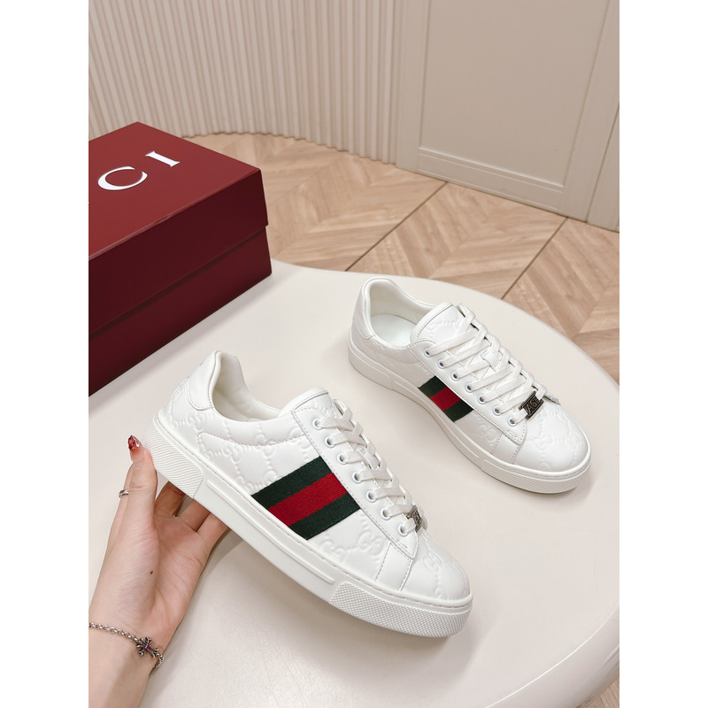 G*u*i ace sneaker with web in white leather