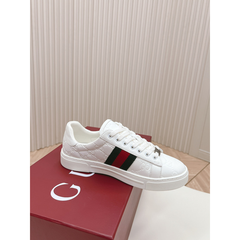 G*u*i ace sneaker with web in white leather