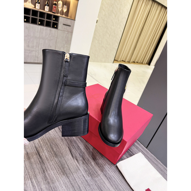 Valentino Vlogo Signature Calfskin Ankle Boot  Black