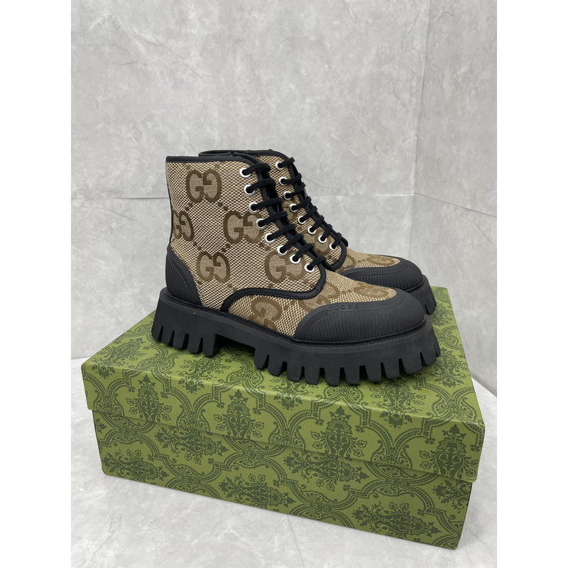 G*u*i gg lace-up combat boots brown