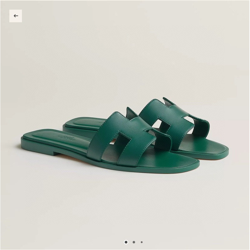 Hermès Epsom Oran Sandals Green