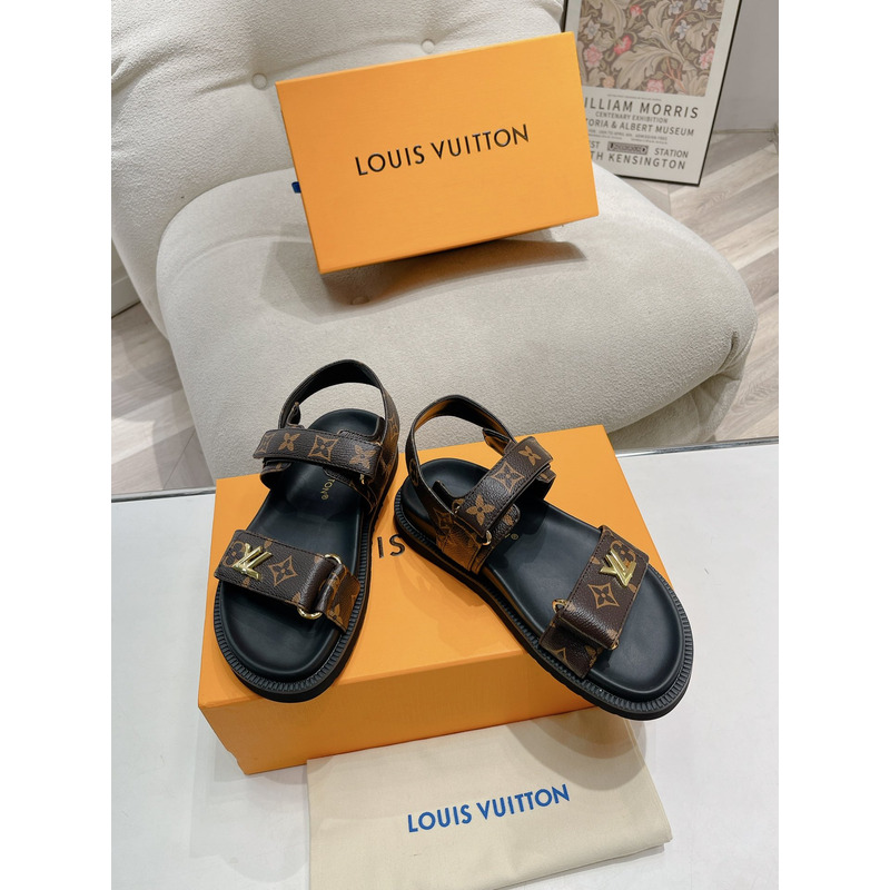 l**is V*t*n monogram leather sandals brown