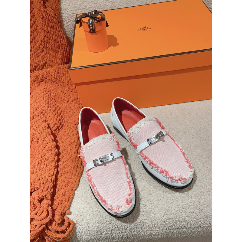 H**mes destin loafer pink and white