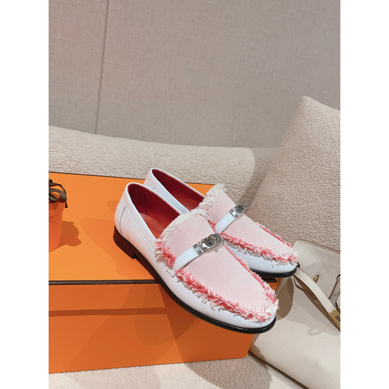 H**mes destin loafer pink and white