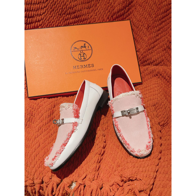 H**mes destin loafer pink and white