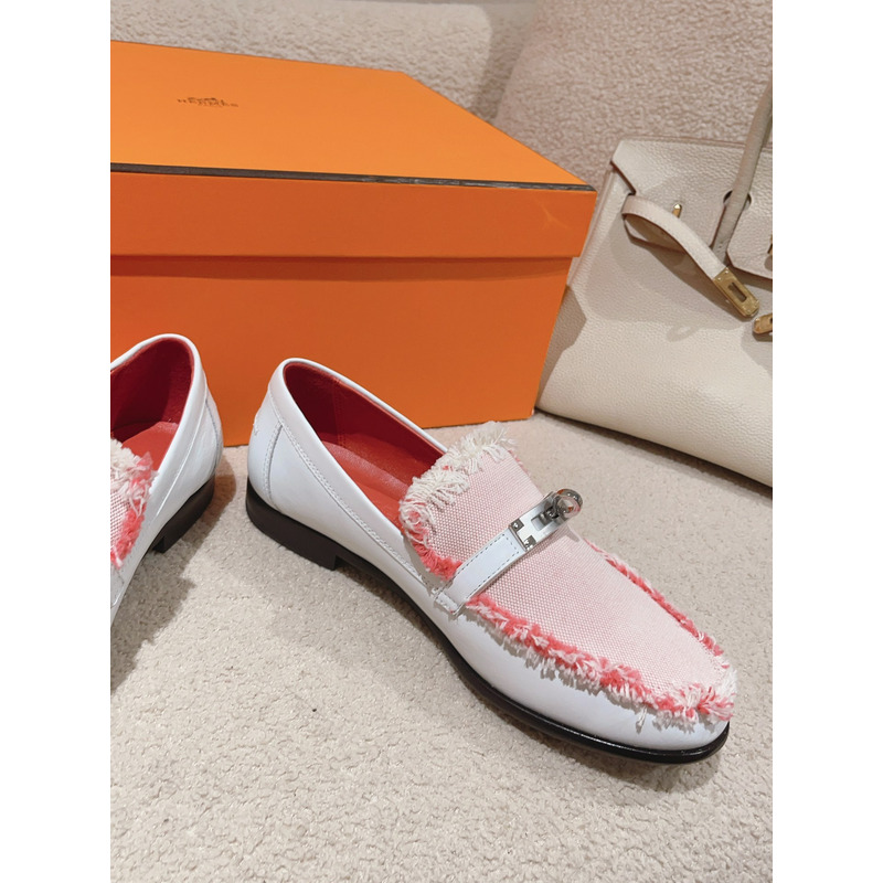 H**mes destin loafer pink and white