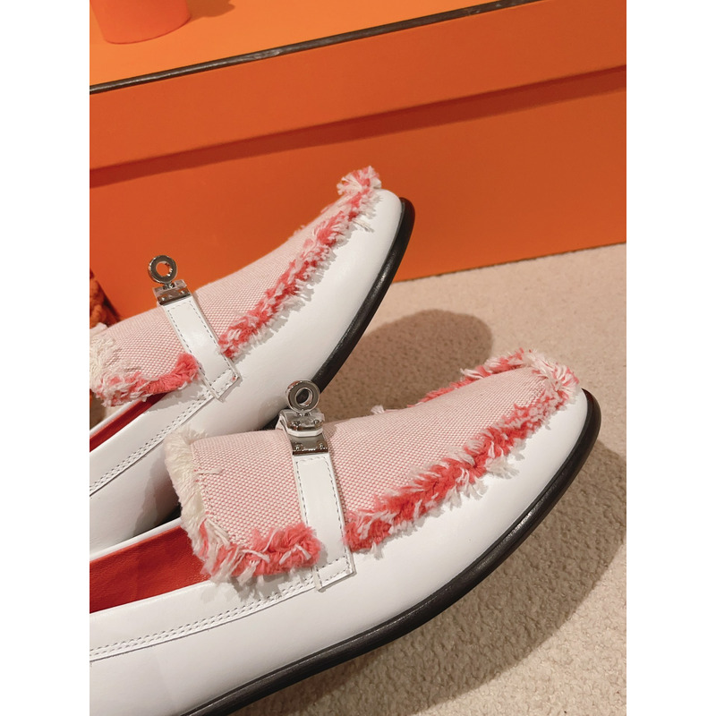 H**mes destin loafer pink and white