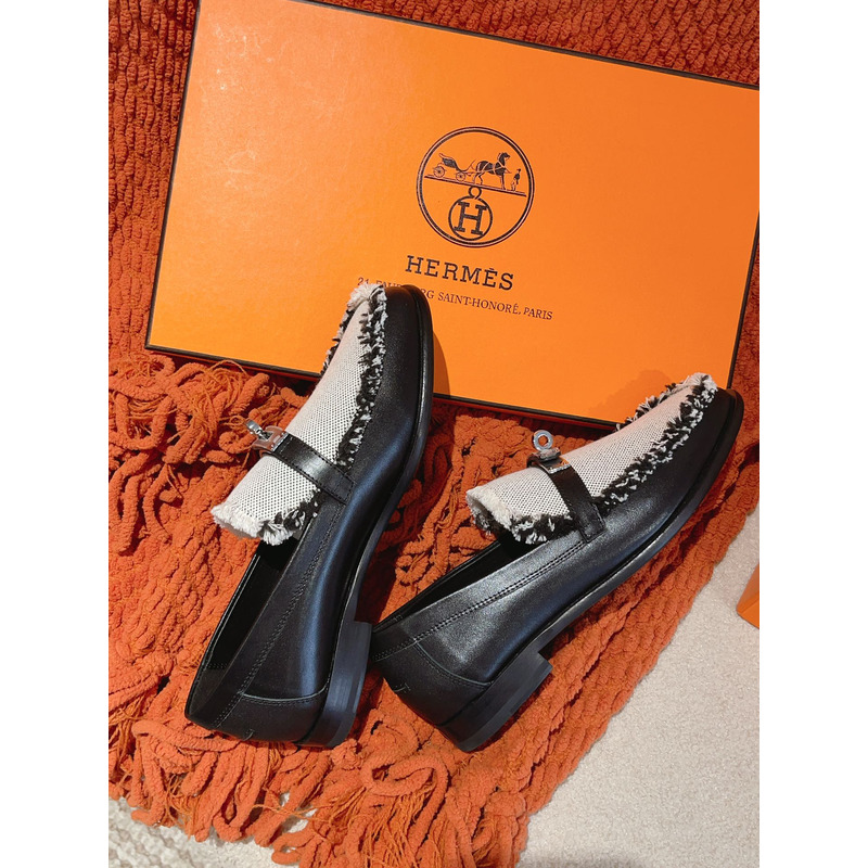 H**mes destin loafer black and white