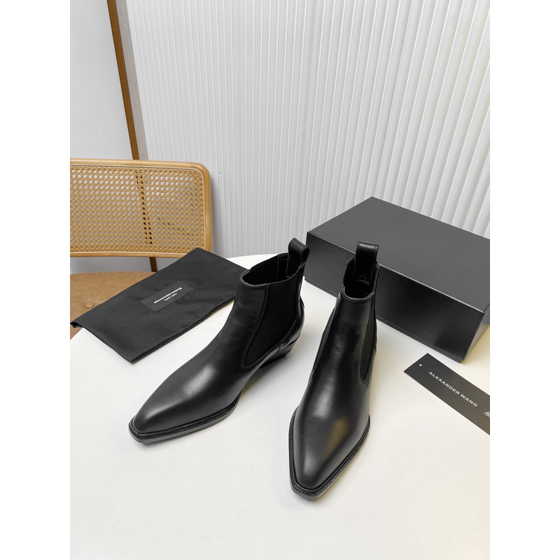 Alexander Wang Slick Smooth Leather Ankle Boot Black