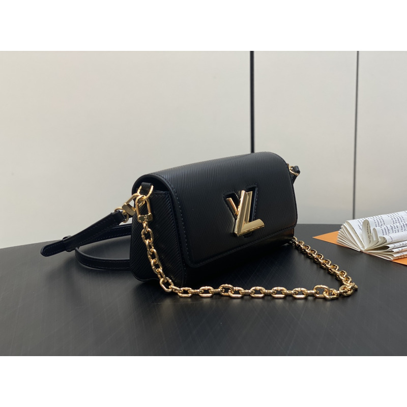 l**is V*t*n twist west cowhide leather gold hardware black