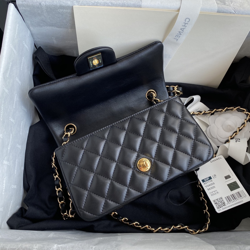 Ch*el classical small lambskin Ch*el bag black