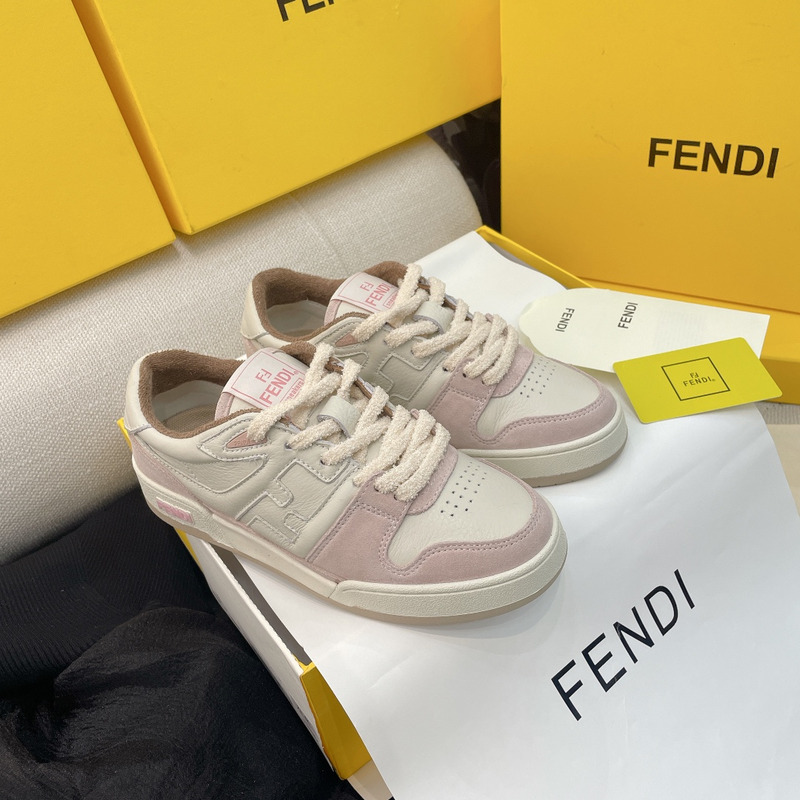 F**di match low-tops in pink suede