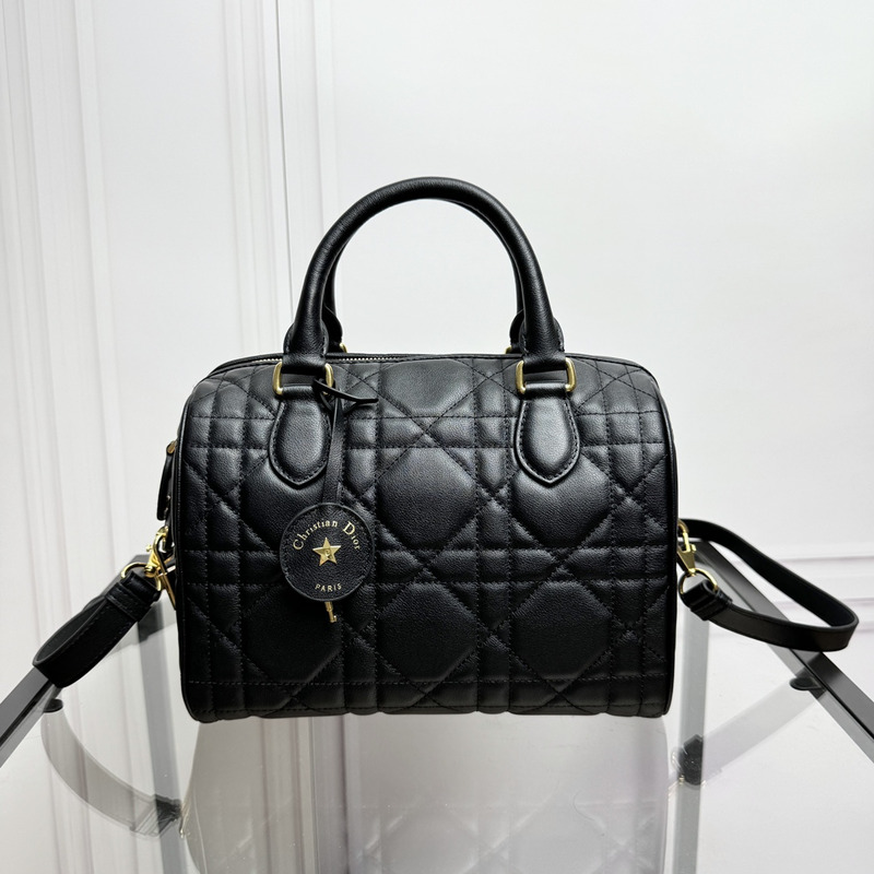 D*or groove 25 bag black macrocannage calfskin