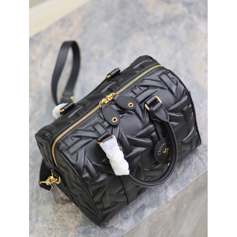 D*or groove 25 bag black graphic cannage calfskin