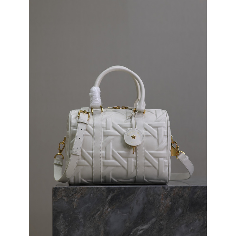 D*or groove 25 bag white graphic cannage calfskin