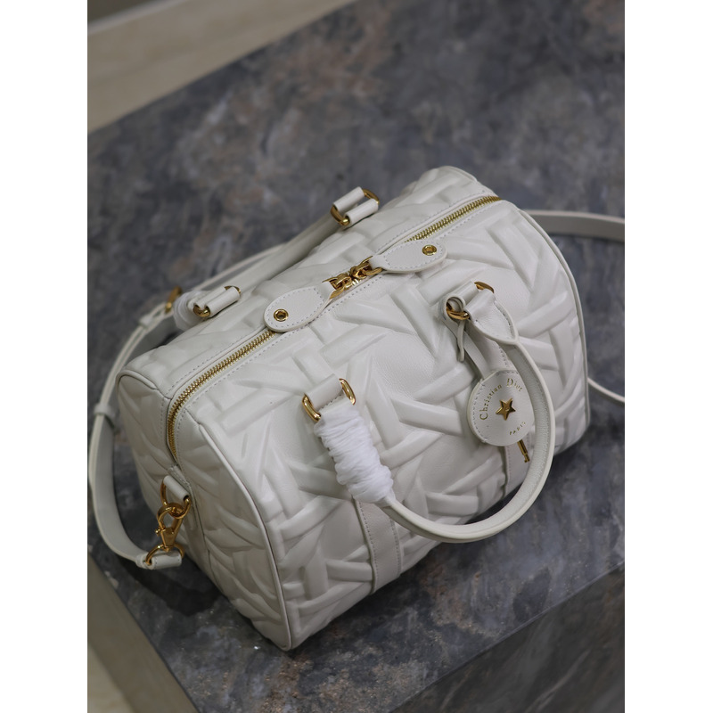 D*or groove 25 bag white graphic cannage calfskin