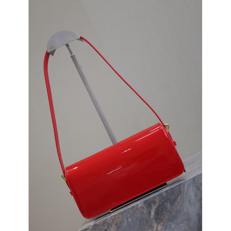 D*or miss D*or flap bag patent calfskin red