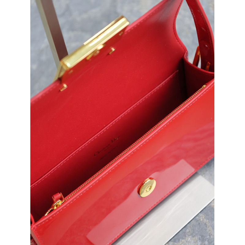 D*or miss D*or flap bag patent calfskin red