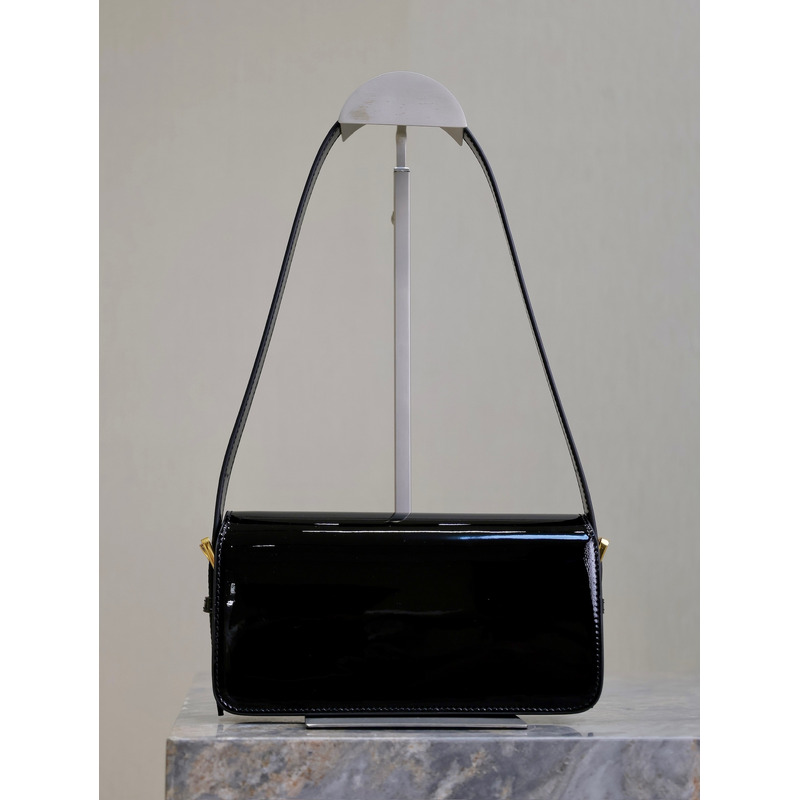 D*or miss D*or flap bag patent calfskin black