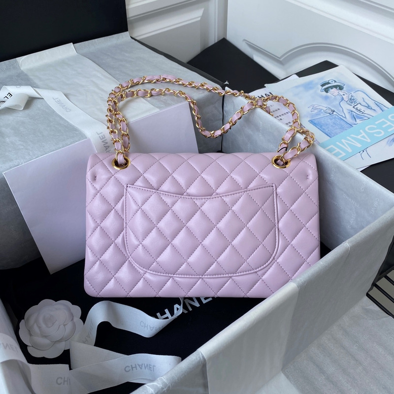 Ch*el medium caviar gold classic flap bag lilac pink