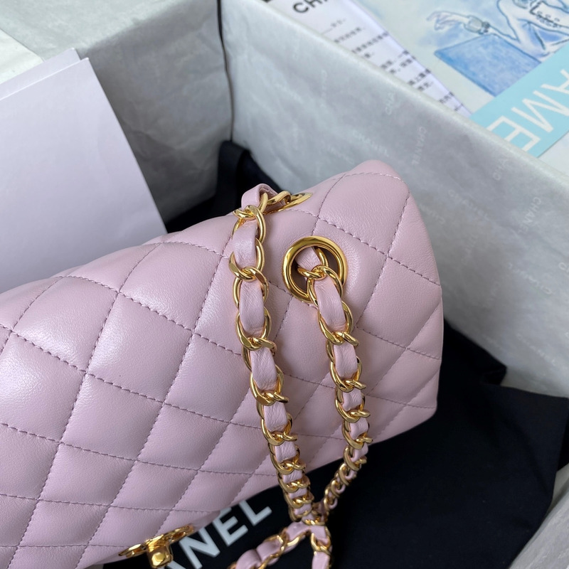 Ch*el medium caviar gold classic flap bag lilac pink