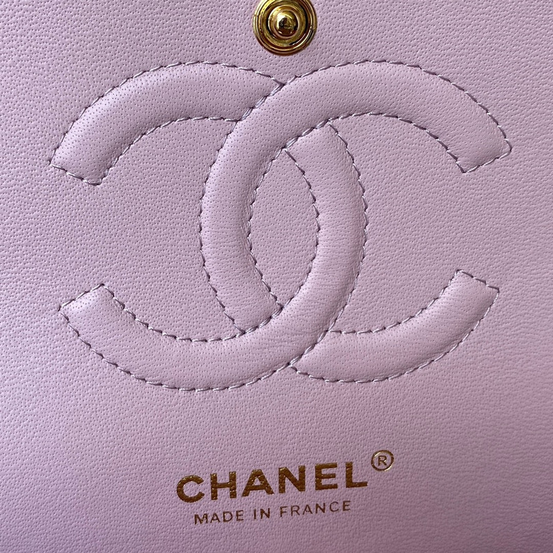 Ch*el medium caviar gold classic flap bag lilac pink