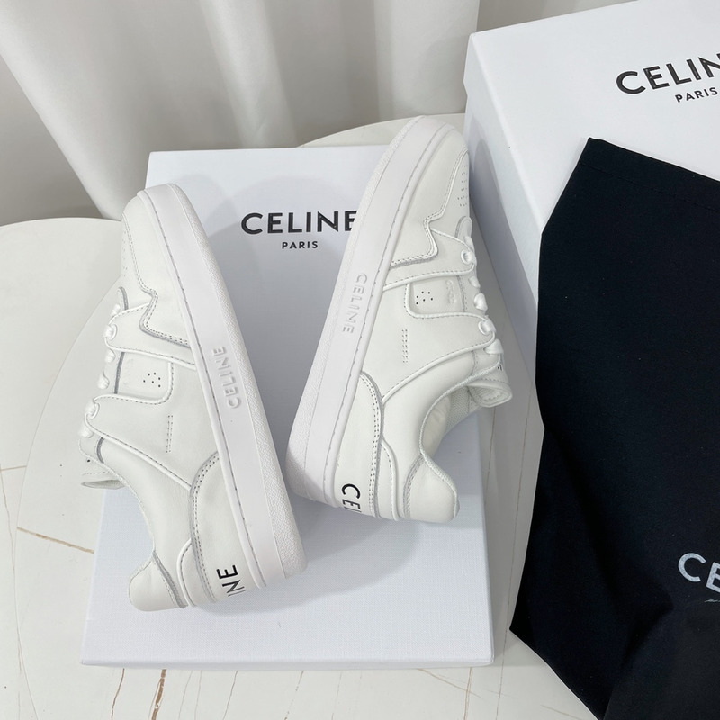 Ce**e trainer low lace up sneakers in calfskin white