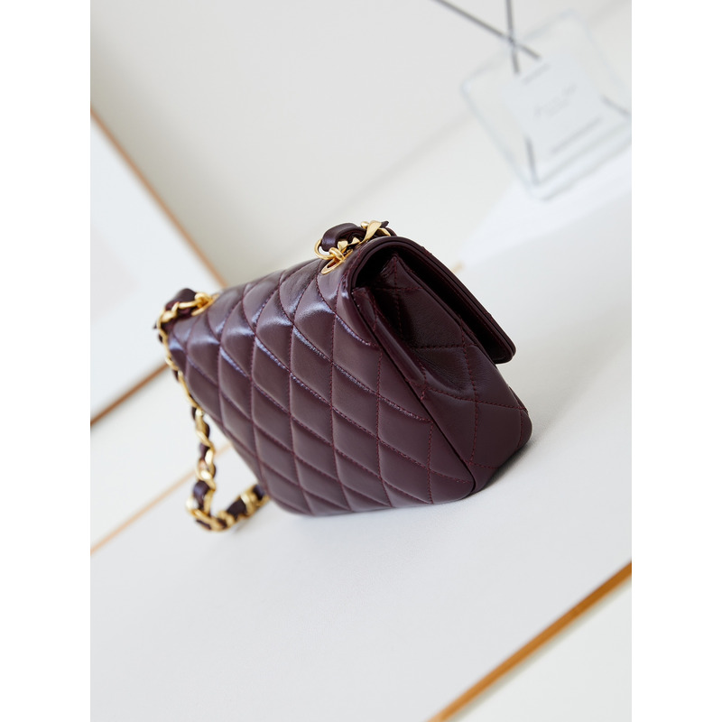 Ch*el classic flap bag leather burgundy