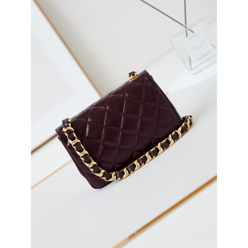 Ch*el classic flap bag leather burgundy