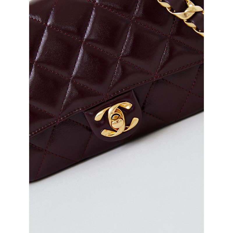 Ch*el classic flap bag leather burgundy