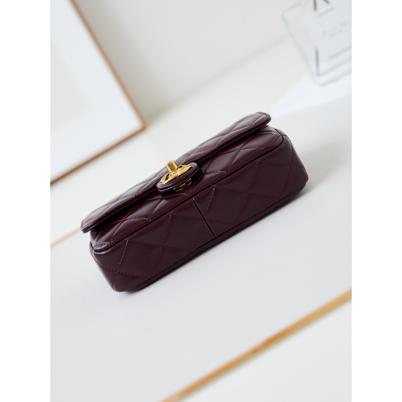 Ch*el classic flap bag leather burgundy