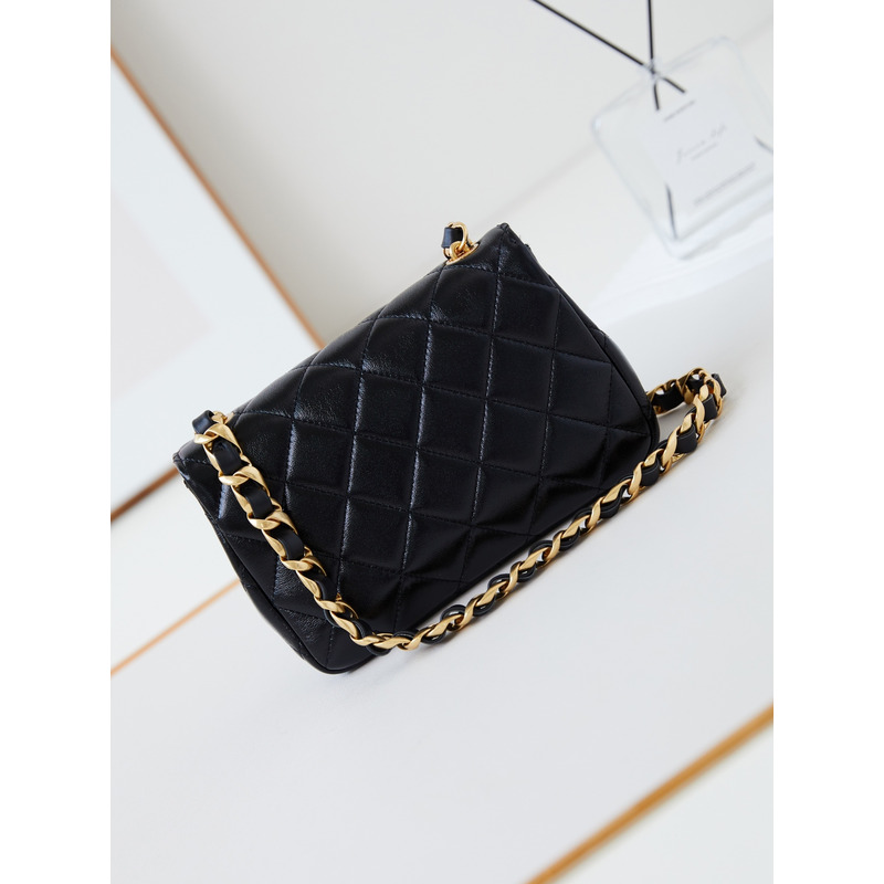 Ch*el classic flap bag leather black