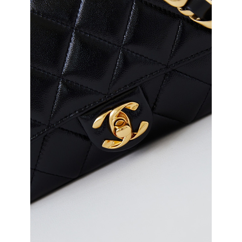 Ch*el classic flap bag leather black