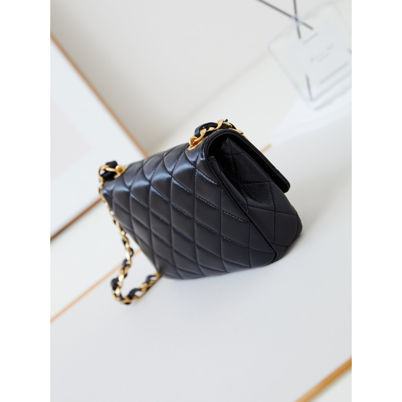 Ch*el classic flap bag leather black