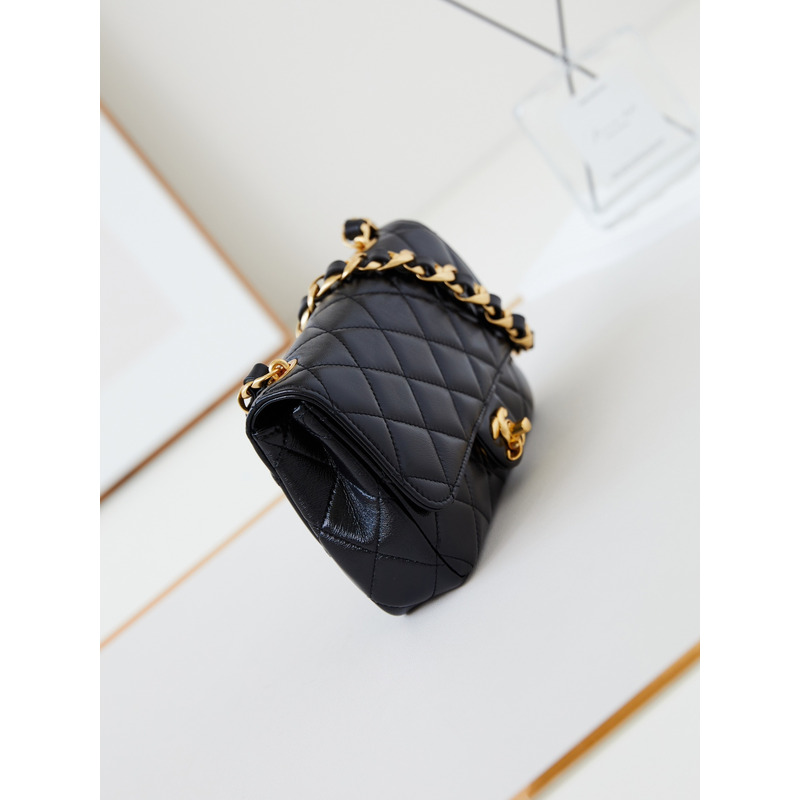 Ch*el classic flap bag leather black