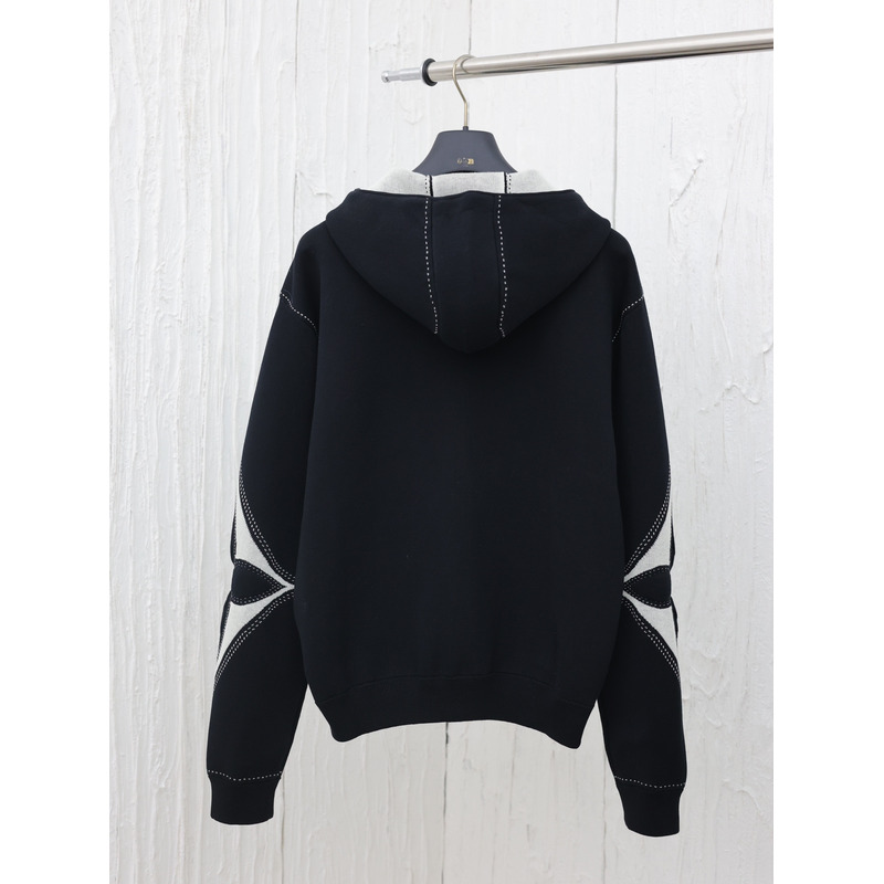 l**is V*t*n graphic intarsia zipped cotton hoodie black