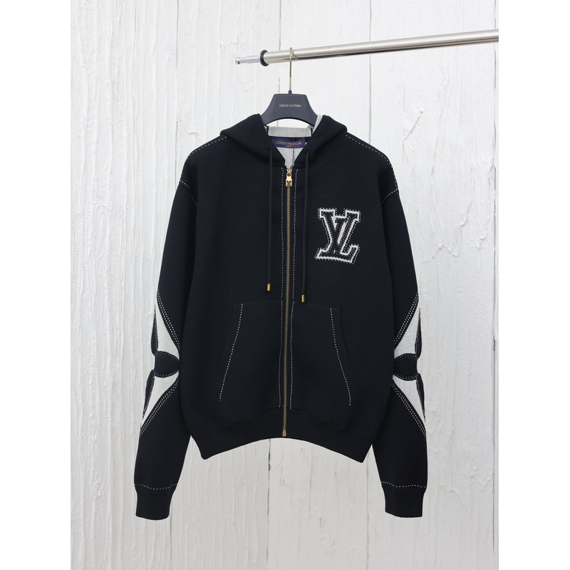 l**is V*t*n graphic intarsia zipped cotton hoodie black