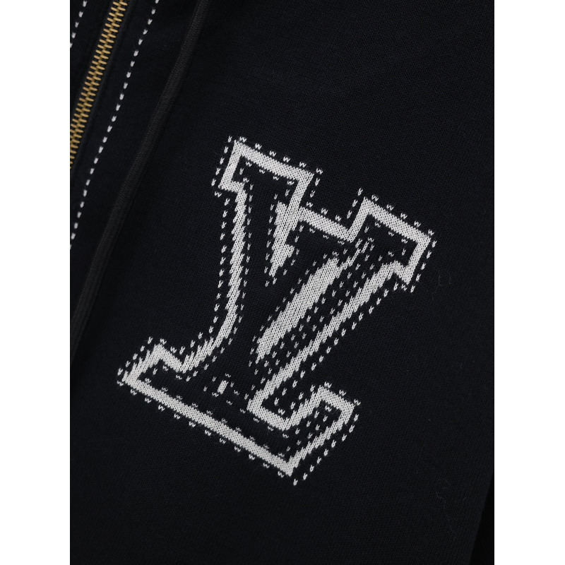 l**is V*t*n graphic intarsia zipped cotton hoodie black