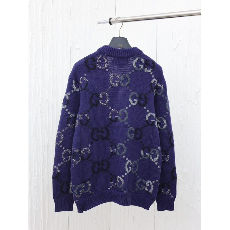 G*u*i wool cardigan with gg intarsia blue