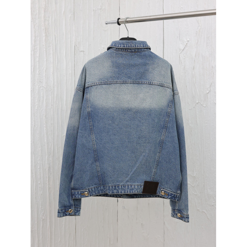 Miu Miu Logo Denim Jacket In Blue