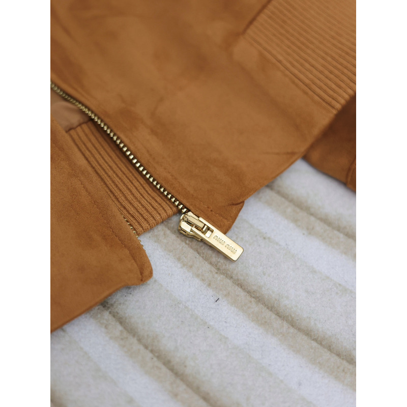 Miumiu Suede Nappa Leather Jacket Maple Brown