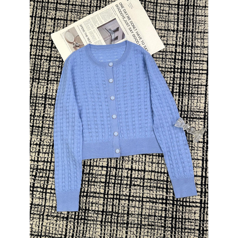 Ch*el knitted cardigan blue